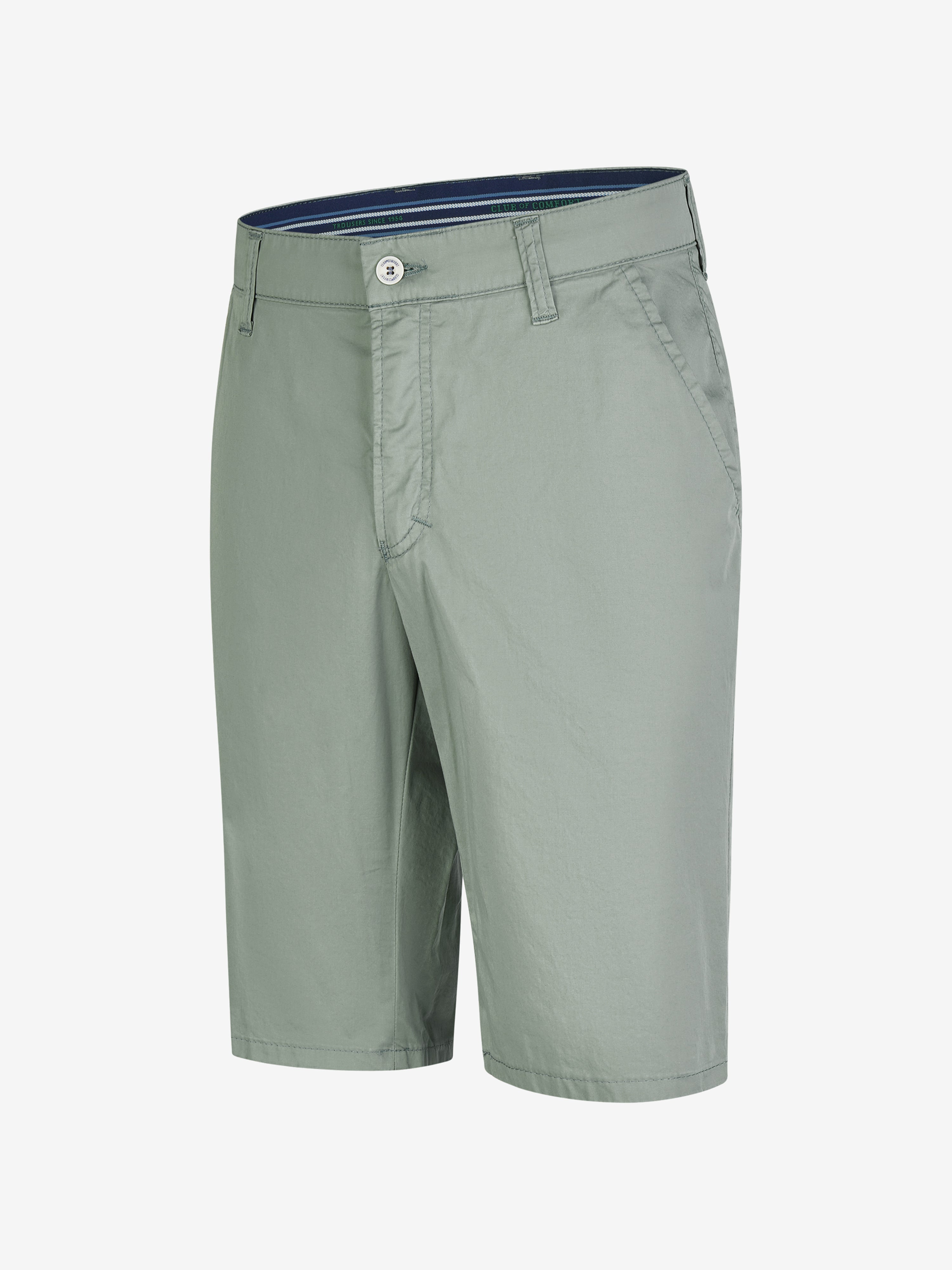 Blaue Bermuda-Shorts aus ultraleichtem Baumwoll-Tencel®-Mix mit elastischem Comfortbund, Hemdenstopper und normaler Leibhöhe, Modell ESPANA 8109 in Hellgrün von Club of Comfort, ideal für Frühjahr/Sommer, mit High Stretch-Qualität und nachhaltigem GOTS-Label.