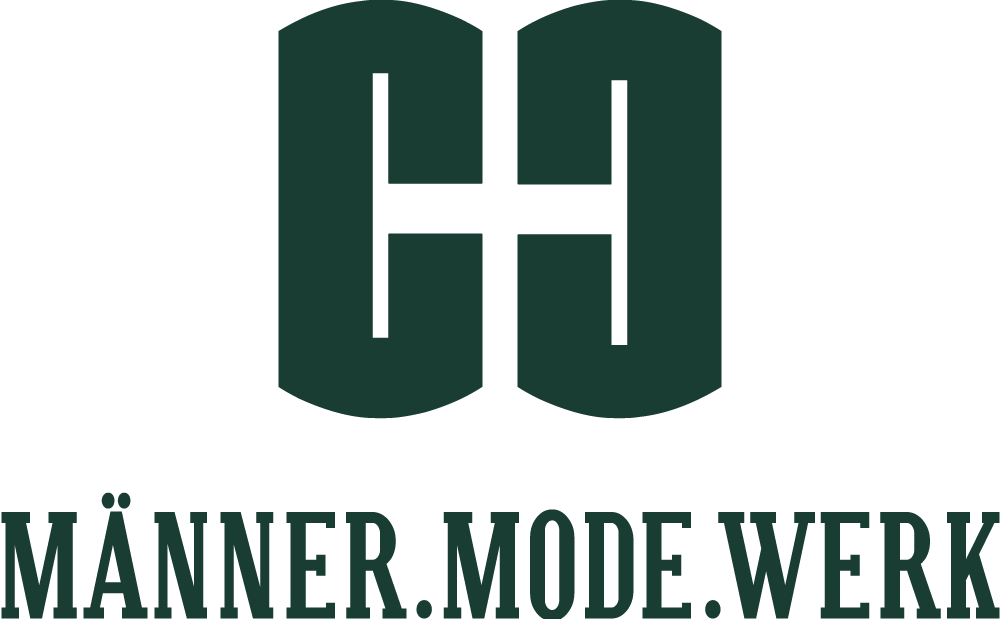 Das Logo besteht aus zwei schwarzen, stilisierten Buchstaben "H" nebeneinander, die zusammen eine quadratische Form bilden. Darunter befindet sich der Schriftzug "MÄNNER.MODE.WERK" in schwarzer, Großbuchstaben-Schrift.