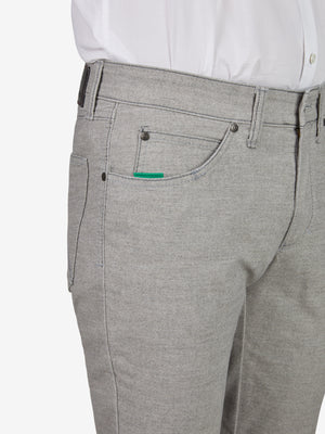 Hellegraue 5-Pocket-Hose "HENRY 7631" von Club of Comfort aus Baumwoll-Struktur mit Woll-Optik, Regular Fit, elastischem Komfortbund, Mobile Pocket in der rechten Vordertasche, Kontrast-Münztasche, leichtes Gewicht, ideal für Herbst/Winter.